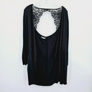 Maurices Open Back Lace Cardigan XXL Black Ruched Sleeve Ruffle Classic Feminine